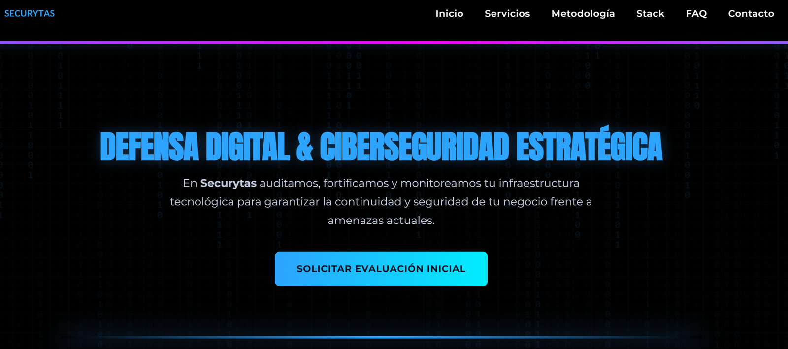 Captura de pantalla del sitio web Securytas desarrollado por Studio Milano